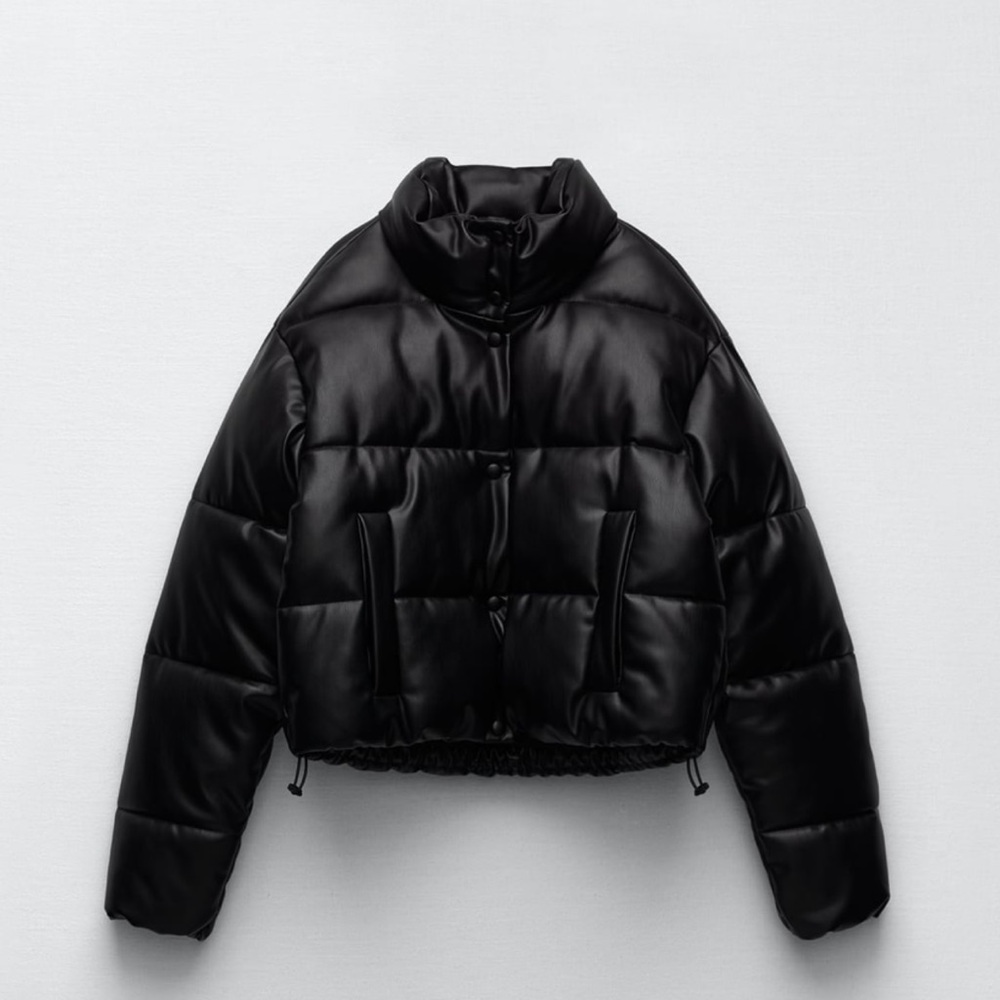 NWT ZARA FAUX LEATHER PUFFER JACKET